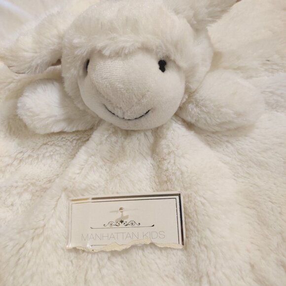 Manhattan Kids White Lamb Sheep Baby Security Blanket Lovey Plush 13" NOS - Picture 2 of 7